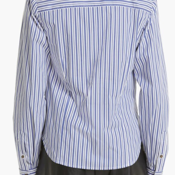 Veronica Beard Joelle Gathered Stripe Button-Front Top in Classic Blue - NWT! - Picture 4 of 11